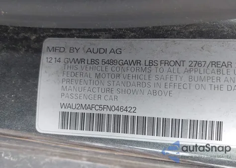 2015 Audi A7 3.0 Tdi Premium Plus from USA, damaged, VIN WAU2MAFC5FN046422